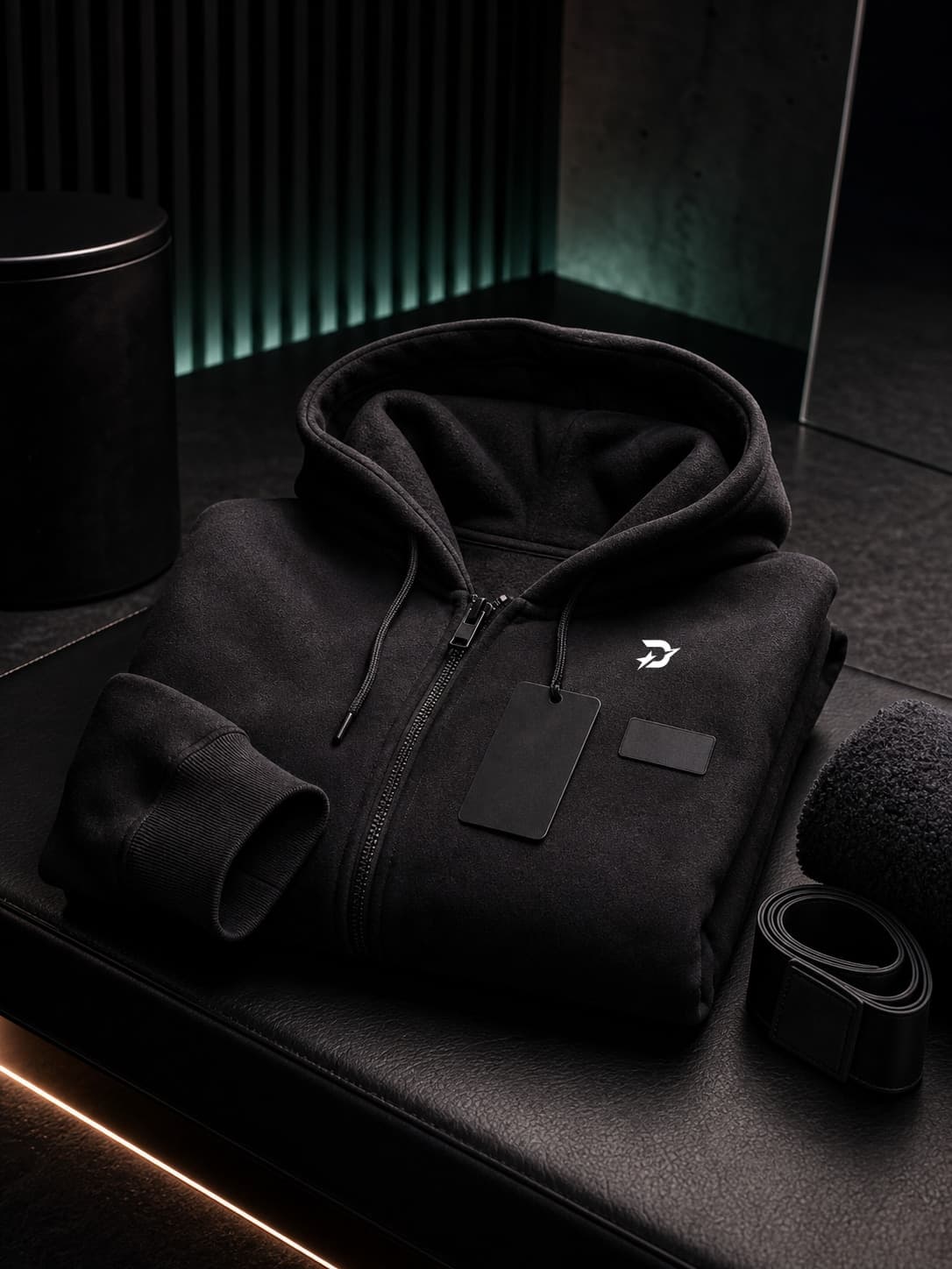 Draxstar Recovery Hoodie black fleece recovery layer product photo.