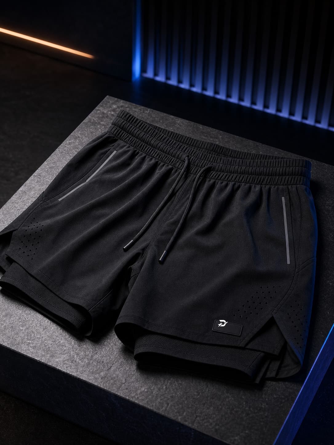 Draxstar Velocity Short black performance shorts product photo.